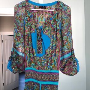 Hale Bob mini dress with blouson top and elastic waist